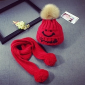 Детски комплект от две части включващ шапка и меко шалче, 5 цвята