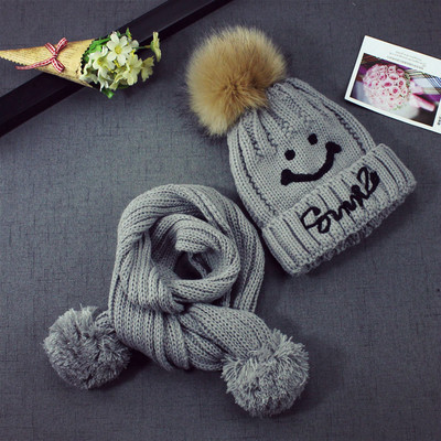 Детски комплект от две части включващ шапка и меко шалче, 5 цвята