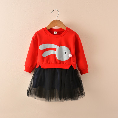 Спортно-елегантна есенно-зимна детска рокля с анимация