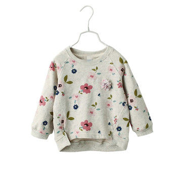 Χειμερινή μπλούζα παιδικής ηλικίας σε δύο χρώματα με floral διακόσμηση
