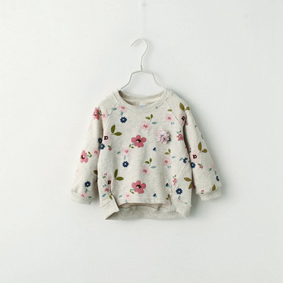Зимна детска блуза за момичета в два цвята с флорална декорация