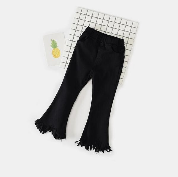 Стилни детски дънки за момичета тип Чарлстон в два цвята с ластична талия