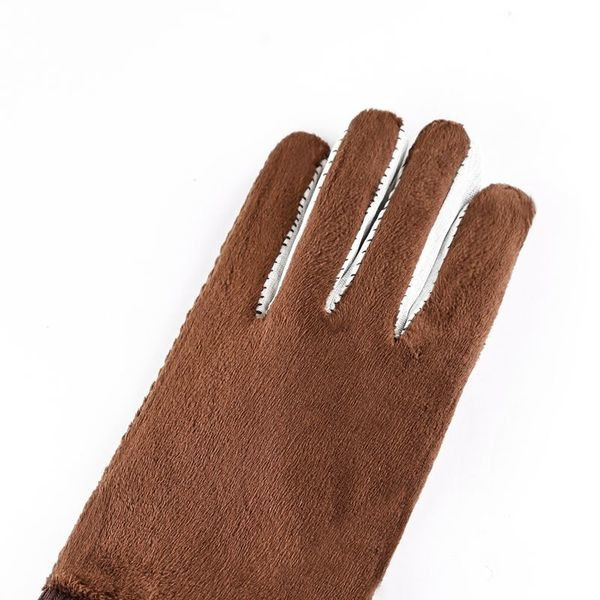 Αντρικά χειμωνιάτικα γάντια από συνθετικό δέρμα σε μαύρο χρώμα