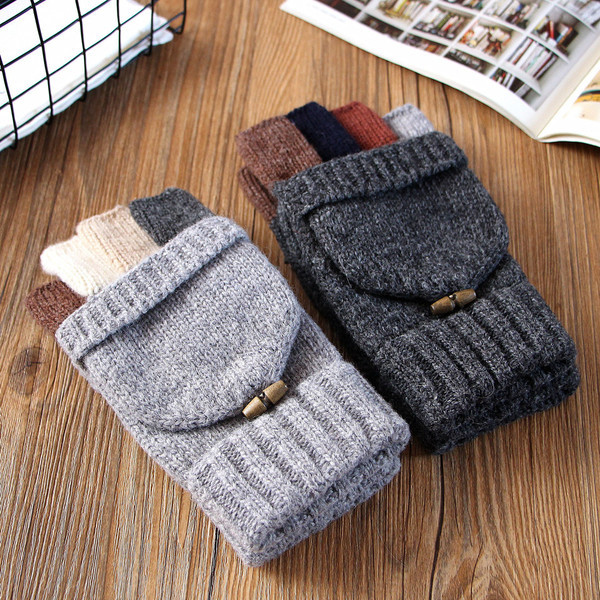 Мъжки вълнени ръкавици в интересен модел и в пет цвята