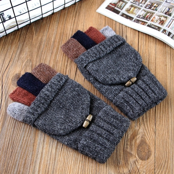 Мъжки вълнени ръкавици в интересен модел и в пет цвята