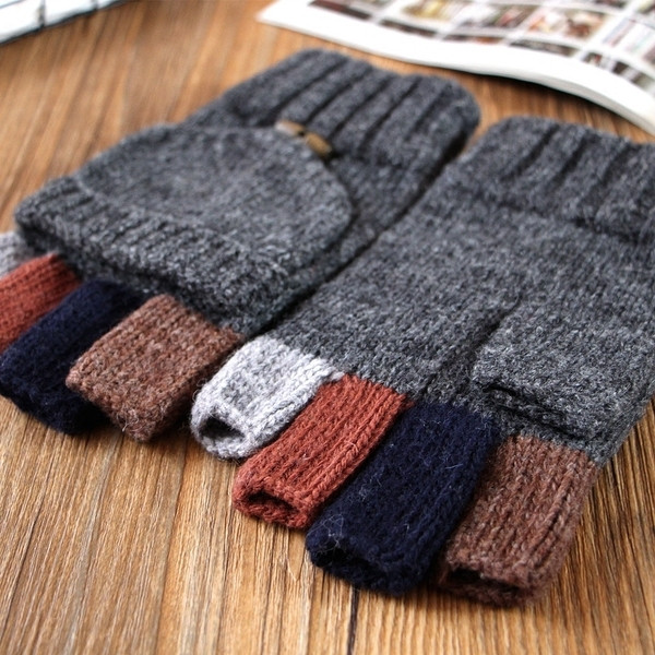 Мъжки вълнени ръкавици в интересен модел и в пет цвята