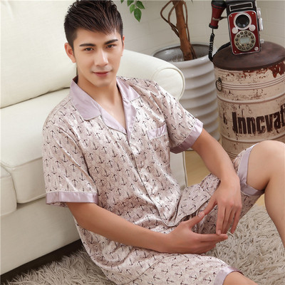 Мъжка пижама от две части - шорти + риза с къс ръкав в много цветове