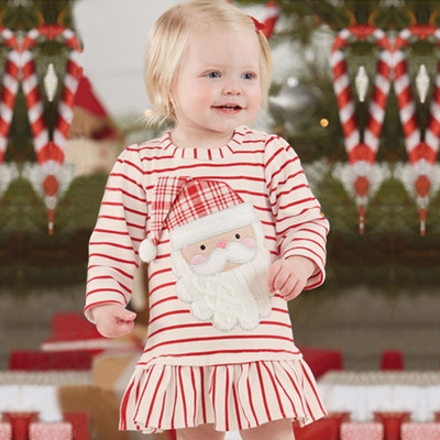 Παιδικό Χριστουγεννιάτικο φόρεμα για κορίτσια με ριγέ διακόσμηση
