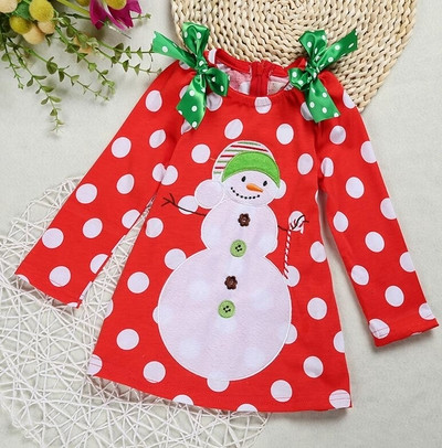Коледна детска рокля за момичета с апликация и панделки