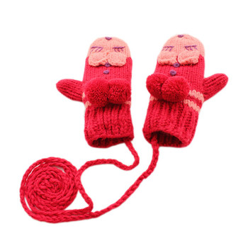 Топли плетени ръкавици за дамите с декорация в три цвята
