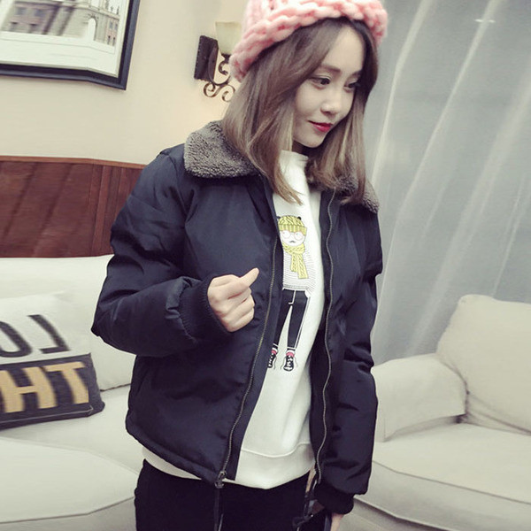 Ежедневно зимно дамско яке с ватирана яка, в два цвята