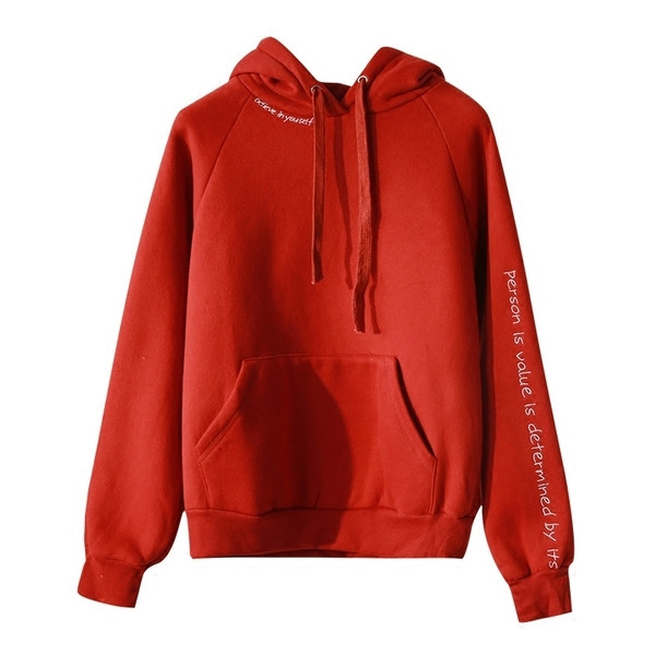 Αθλητική γυναικεία φούτερ χειμώνα-χειμώνα με κουκούλα και επιγραφές σε τέσσερα χρώματα