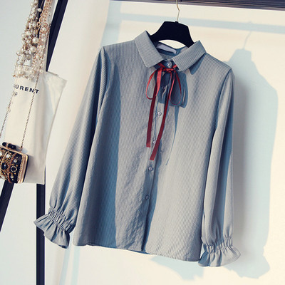 Κομψή γυναικεία πουκάμισο με κορδέλα σε τρία χρώματα