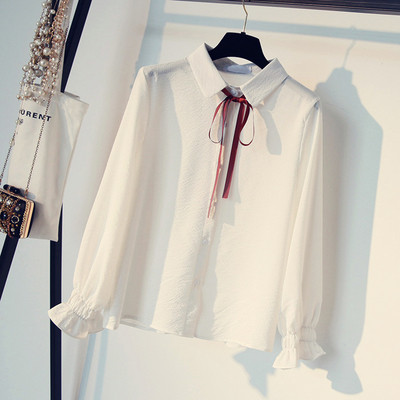 Κομψή γυναικεία πουκάμισο με κορδέλα σε τρία χρώματα