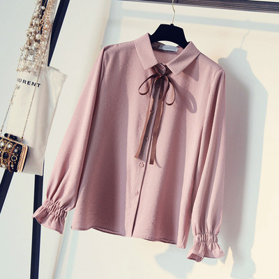 Κομψή γυναικεία πουκάμισο με κορδέλα σε τρία χρώματα