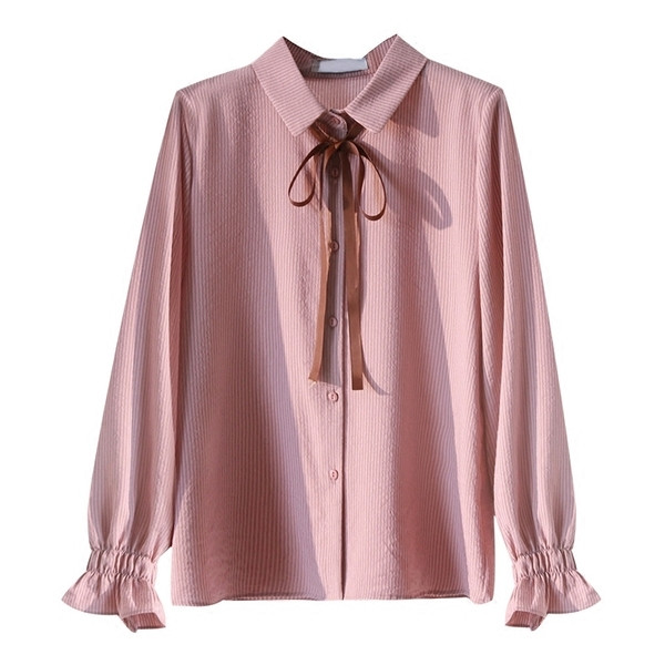 Κομψή γυναικεία πουκάμισο με κορδέλα σε τρία χρώματα