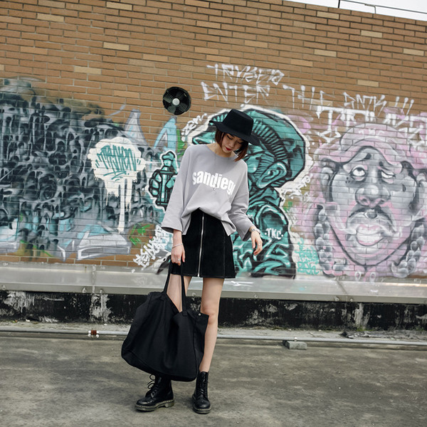 Κομψή φούστα κυρίες με ψηλή μέση και μπροστινό φερμουάρ, σε δύο χρώματα