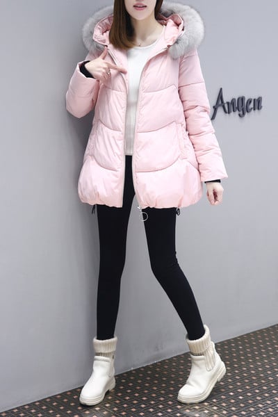 Γυναικείο χειμωνιάτικο σακάκι σε σχήμα κοπής με κουκούλα σε τρία χρώματα