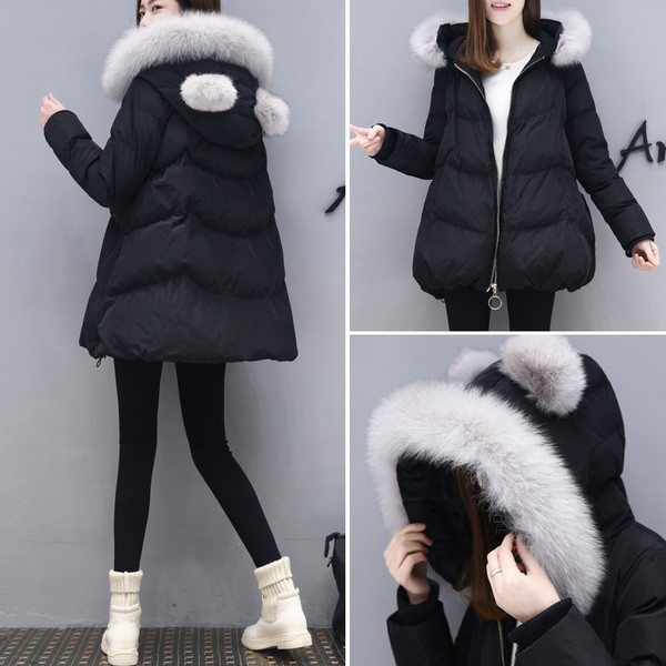 Γυναικείο χειμωνιάτικο σακάκι σε σχήμα κοπής με κουκούλα σε τρία χρώματα