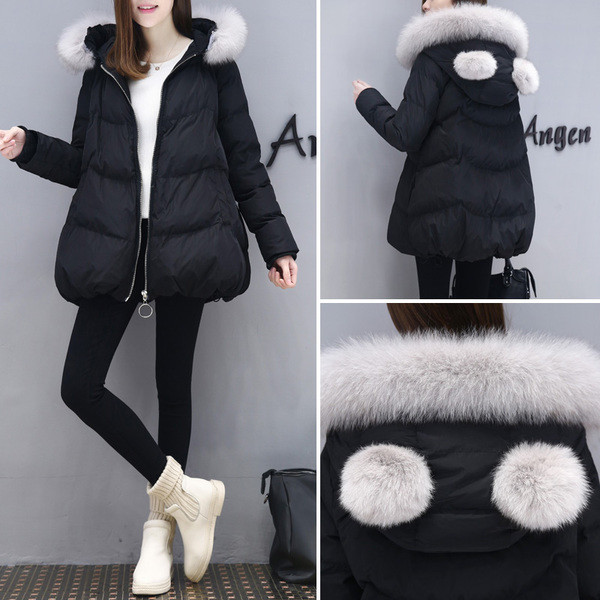 Γυναικείο χειμωνιάτικο σακάκι σε σχήμα κοπής με κουκούλα σε τρία χρώματα