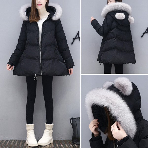 Γυναικείο χειμωνιάτικο σακάκι σε σχήμα κοπής με κουκούλα σε τρία χρώματα