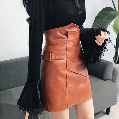 Κομψή γυναικεία φούστα - λεπτό, υψηλής ραφής δέρμα