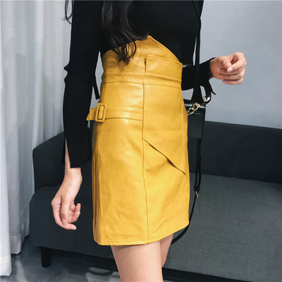 Κομψή γυναικεία φούστα - λεπτό, υψηλής ραφής δέρμα