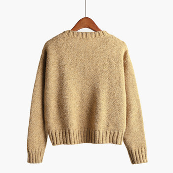 Семпъл дамски плетен пуловер, подходящ за ежедневие в много цветове