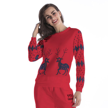 Καθημερινή γυναικεία μπλούζα με κολάρο σε σχήμα O και χριστουγεννιάτικα μοτίβα, 4 χρώματα