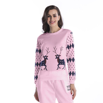 Ежедневена дамска блуза с О-образна яка и Коледни мотиви , 4 цвята