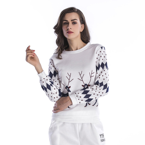 Καθημερινή γυναικεία μπλούζα με κολάρο σε σχήμα O και χριστουγεννιάτικα μοτίβα, 4 χρώματα