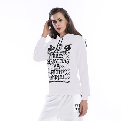Γυναικείο φούτερ με κουκούλα και χριστουγεννιάτικα μοτίβα