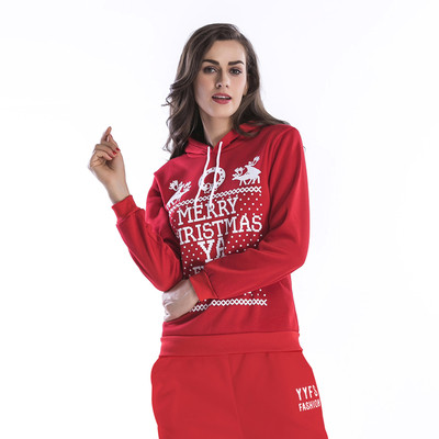 Γυναικείο φούτερ με κουκούλα και χριστουγεννιάτικα μοτίβα