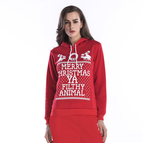 Γυναικείο φούτερ με κουκούλα και χριστουγεννιάτικα μοτίβα