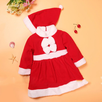 Страхотна Коледна рокличка за момиченце със сладка шапчица