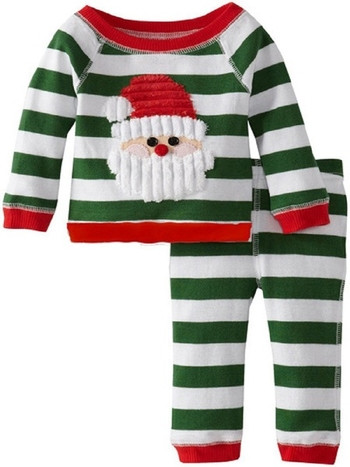 Зимен Новогодишен детски костюм с апликация на Дядо Коледа 