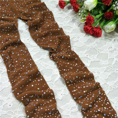 Актуален дамски чорапогащник на дупки + искрящи камъчета - много цветове