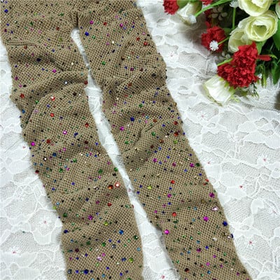 Актуален дамски чорапогащник на дупки + искрящи камъчета - много цветове