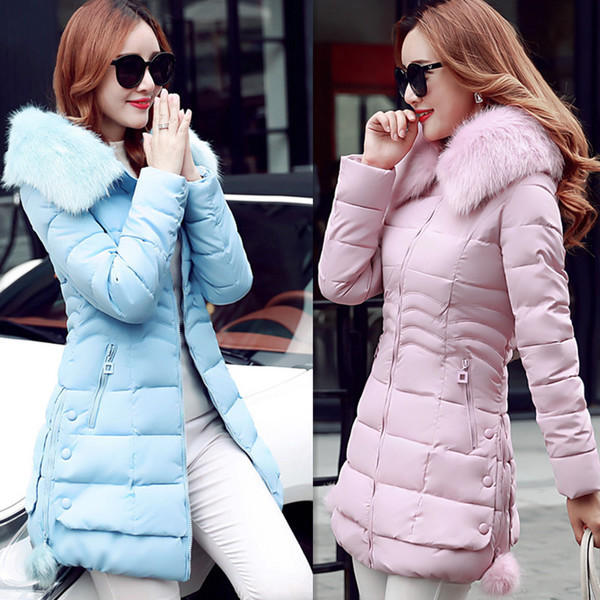 Дамски якета с цветен пух в синьо, розово, червено, черно и сиво - средна дебелина