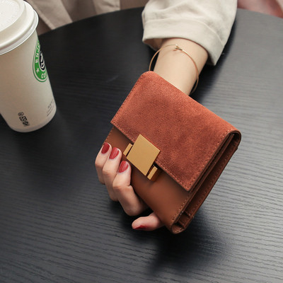 Мини дамски портфейл с метална декорация в няколко цвята