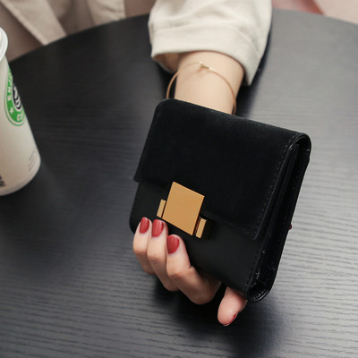 Мини дамски портфейл с метална декорация в няколко цвята