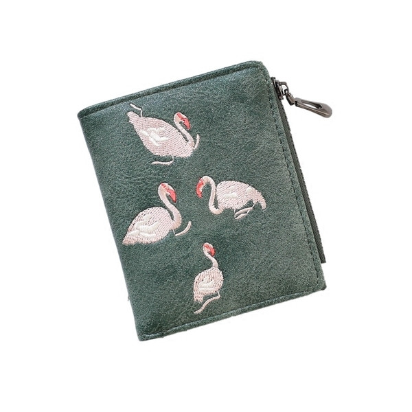 Мини дамски портфейл с декорация фламинго