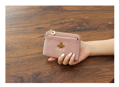 Дамски ежедневен мини портфейл с надпис и декорация