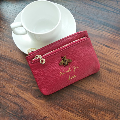 Дамски ежедневен мини портфейл с надпис и декорация