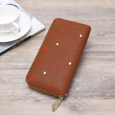 Дамски ежедневен портфейл с декорация на сърца в няколко цвята