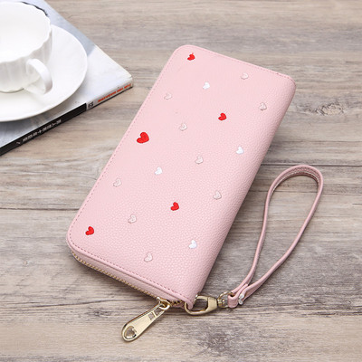 Дамски ежедневен портфейл с декорация на сърца в няколко цвята