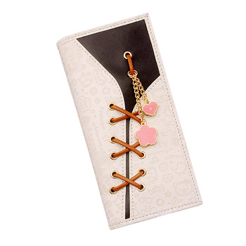 Γυναικείο πορτοφόλι με ενδιαφέρουσα διακόσμηση με κορδόνια και μεταλλικά στοιχεία