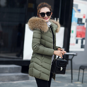 Зимно дамско яке с качулка и пух в няколко цвята