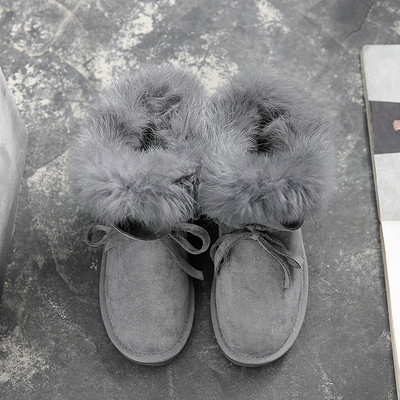 Топли дамски боти с пух и равна подметка