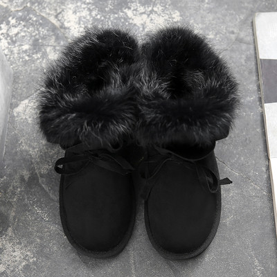 Топли дамски боти с пух и равна подметка